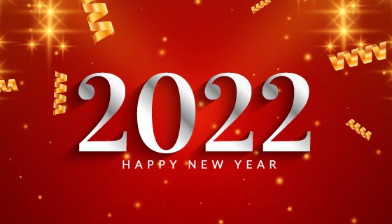 金色闪亮的2022新年快乐banner矢量素材(EPS)