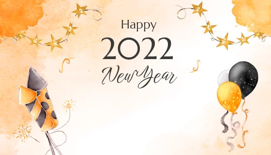 烟花和气球设计2022新年快乐背景矢量素材(AI/EPS)