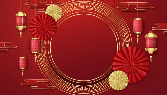 喜庆的春节背景矢量素材(AI/EPS)