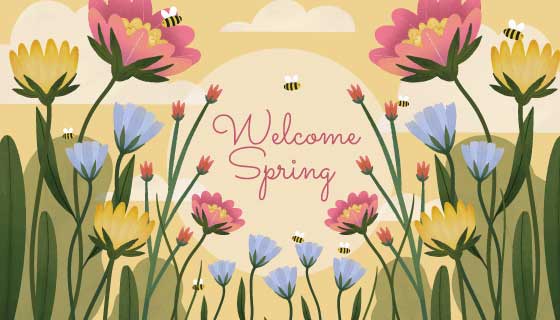 漂亮的花朵设计春天背景矢量素材(AI/EPS)