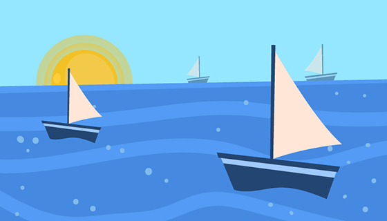 夏日大海帆船背景矢量素材(EPS/AI)