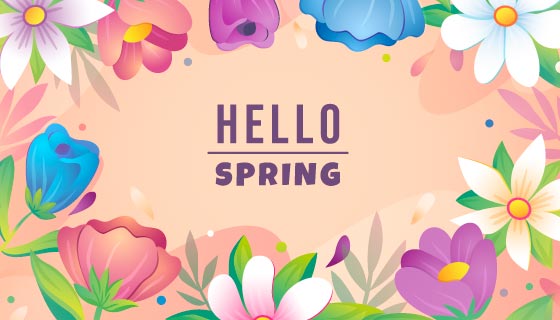 五彩缤纷的花朵设计春天背景矢量素材(AI/EPS)