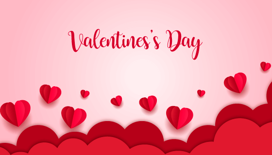 3D折纸爱心设计情人节banner背景矢量素材(EPS)