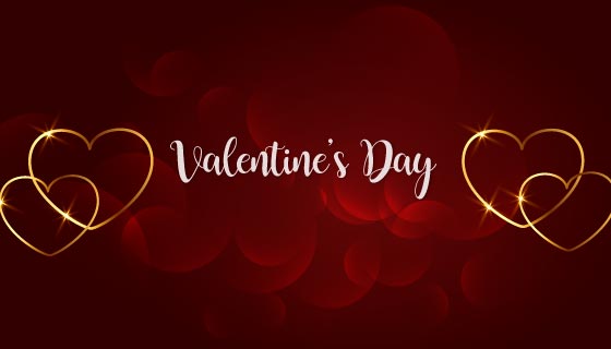 金色闪亮的爱心设计情人节banner背景矢量素材(EPS)