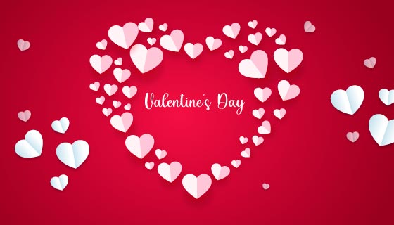 粉色折纸爱心设计情人节banner背景矢量素材(EPS)