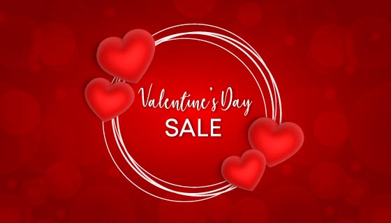 红色饱满的爱心设计情人节banner背景矢量素材(EPS)