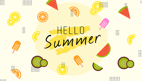 水果和冰淇淋夏日背景矢量素材(EPS/AI)