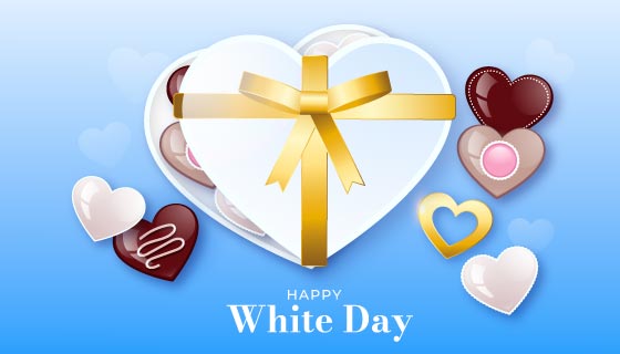 爱心礼盒设计白色情人节背景矢量素材(AI/EPS)