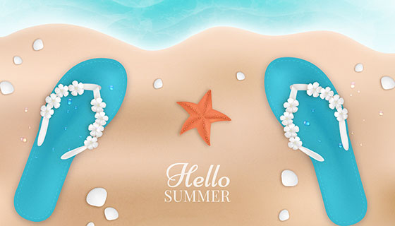 俯视海滩夏日背景矢量素材(EPS/AI)