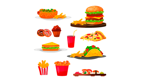 最受欢迎的快餐集合矢量素材(EPS/PNG)