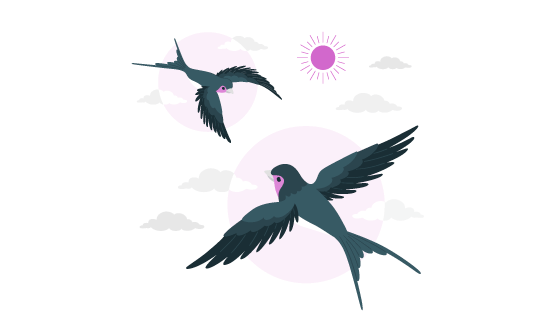 两只在天空中飞翔的燕子插画矢量素材(AI/EPS)