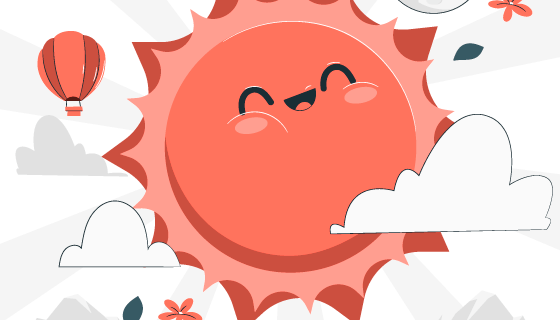 开心微笑的太阳插画矢量素材(AI/EPS)