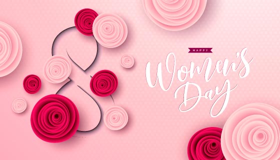 创意玫瑰花设计三八女神节背景矢量素材(EPS)