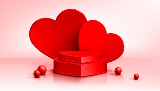 逼真的红色爱心舞台矢量素材(AI/EPS)