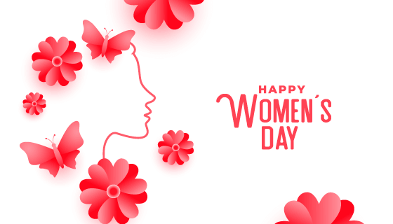 花朵蝴蝶和女性头像剪影设计三八女神节矢量素材(EPS)