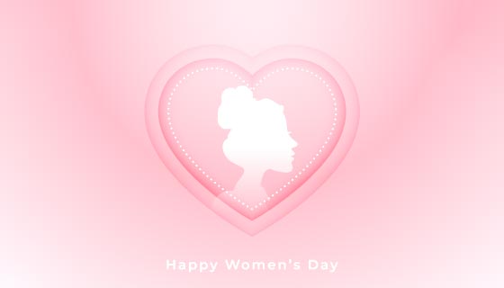 女性头像和爱心设计三八女神节矢量素材(EPS)