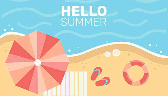 俯视海滩夏日背景矢量素材(EPS/AI)