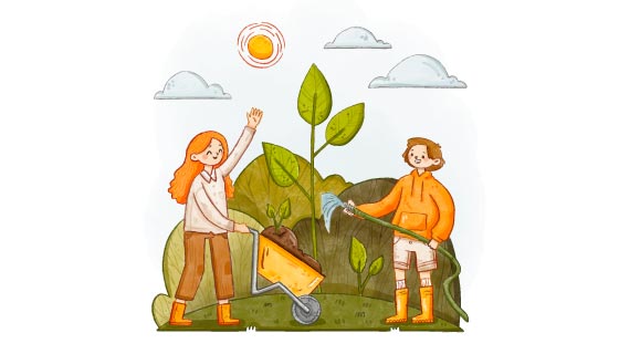 植树节正在种树的青年矢量素材(AI/EPS)