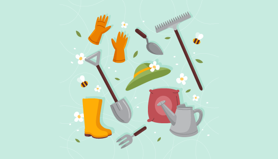 植树节所需的各种工具矢量素材(AI/EPS)