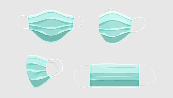 预防新冠一次性口罩矢量素材(EPS/PNG)