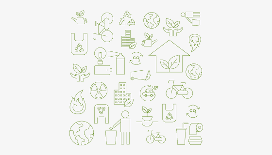 绿色线性风格的环保图标集合矢量素材(EPS/PNG)
