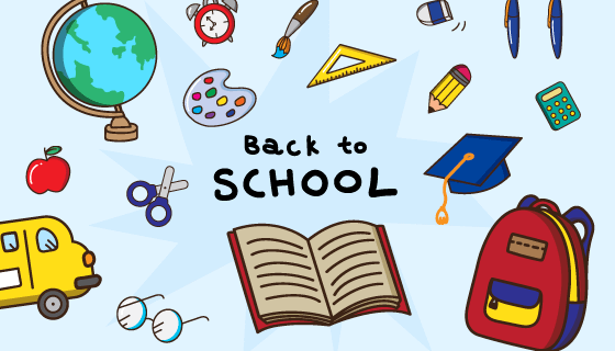 各种学习元素设计开学返校矢量素材(EPS)