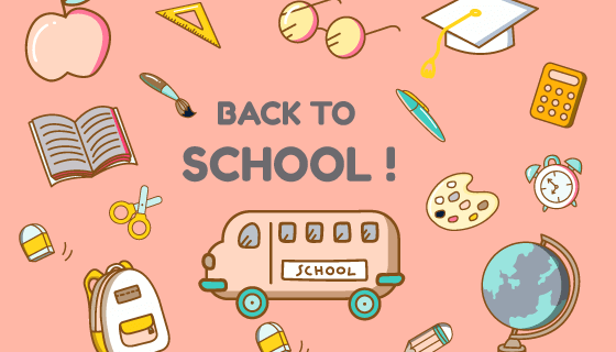 手绘学习元素设计开学返校矢量素材(EPS)