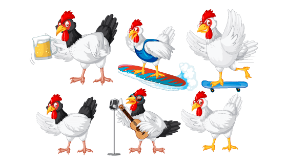 卡通风格的公鸡矢量素材(EPS/PNG)