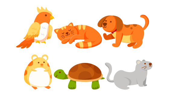 六个扁平风格的动物矢量素材(EPS/PNG)