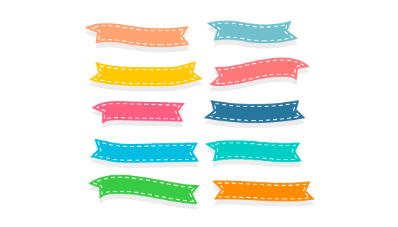 不同颜色的可爱丝带矢量素材(EPS/PNG)
