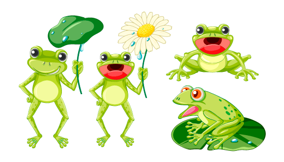 卡通风格的青蛙矢量素材(EPS/PNG)