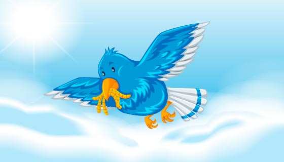 叼着虫子飞翔的小鸟矢量素材(EPS)