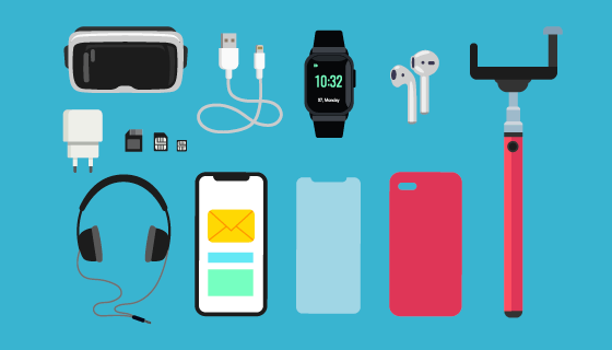 扁平风格各种各样的电子设备矢量素材(EPS/PNG)