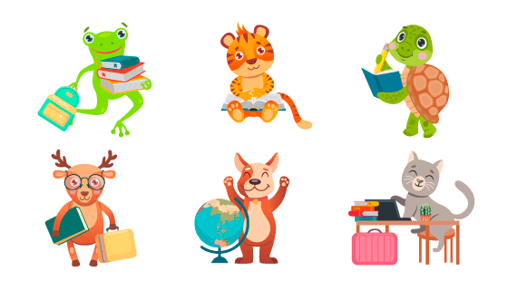 爱学习的动物们矢量素材(EPS/PNG)