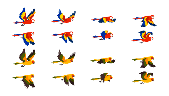 小鸟煽动翅膀飞行示意图矢量素材(EPS/PNG)