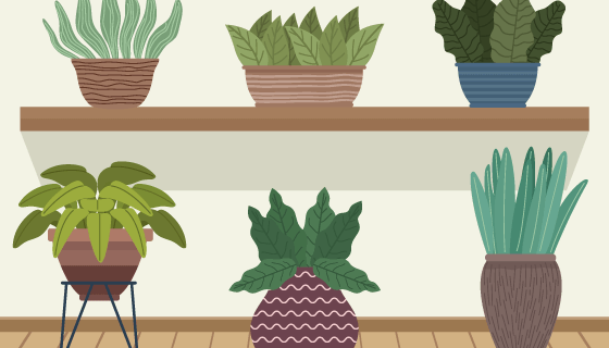 扁平风格的盆栽矢量素材(EPS)