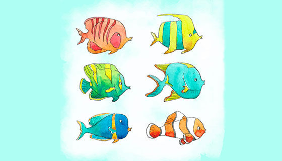 水彩风格的鱼矢量素材(EPS/AI)