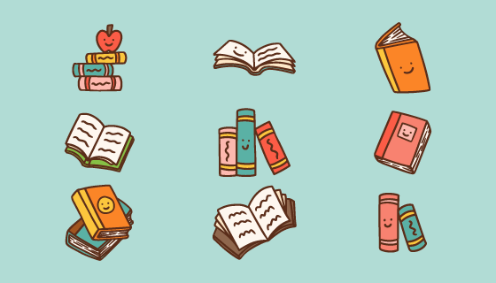 手绘风格的图书矢量素材(AI/EPS/PNG)