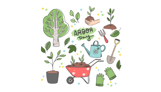 手绘风格植树节元素矢量素材(AI/EPS/PNG)
