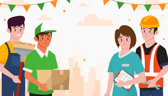 不同职业的人物展示设计劳动节矢量素材(AI/EPS)