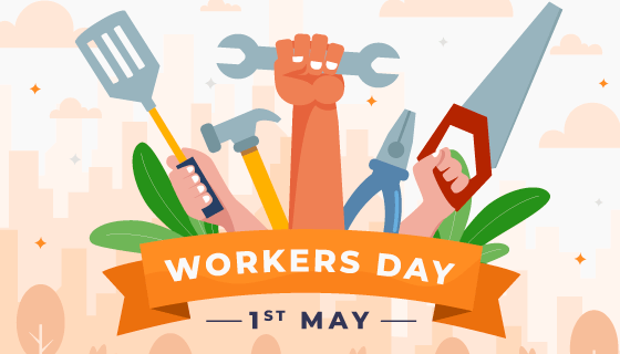 各种各样的工具展示劳动节背景矢量素材(AI/EPS)