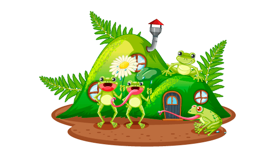 伸舌头捕食的青蛙矢量素材(EPS)