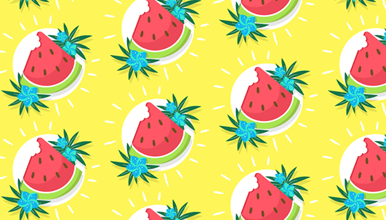 扁平风格西瓜图案矢量素材(EPS/AI)