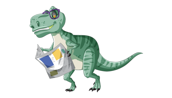 带着眼镜看报纸的恐龙矢量素材(EPS/PNG)