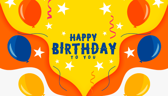 扁平风格气球设计生日快乐背景矢量素材(EPS)