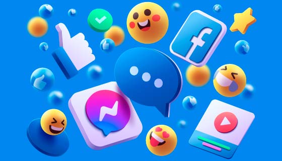 立体的社交图标和表情图标矢量素材(AI/EPS)