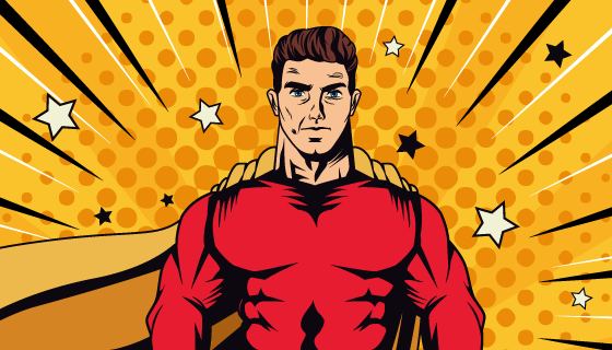 穿着红色战衣的超级英雄矢量素材(EPS)