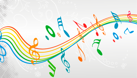 五线谱上跳动的音符音乐背景矢量素材(EPS)