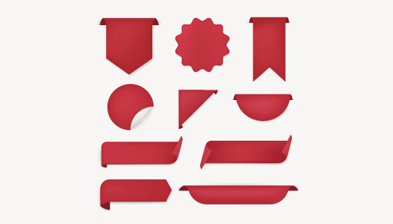 十个不同形状的红色角标/标签矢量素材(EPS/PNG)