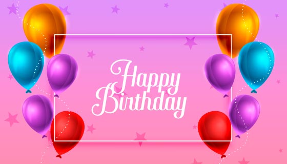 多彩气球设计的生日快乐背景矢量素材(EPS)
